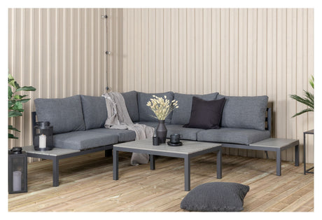 Odense Lounge Set, Black Alu w. grå kuddar