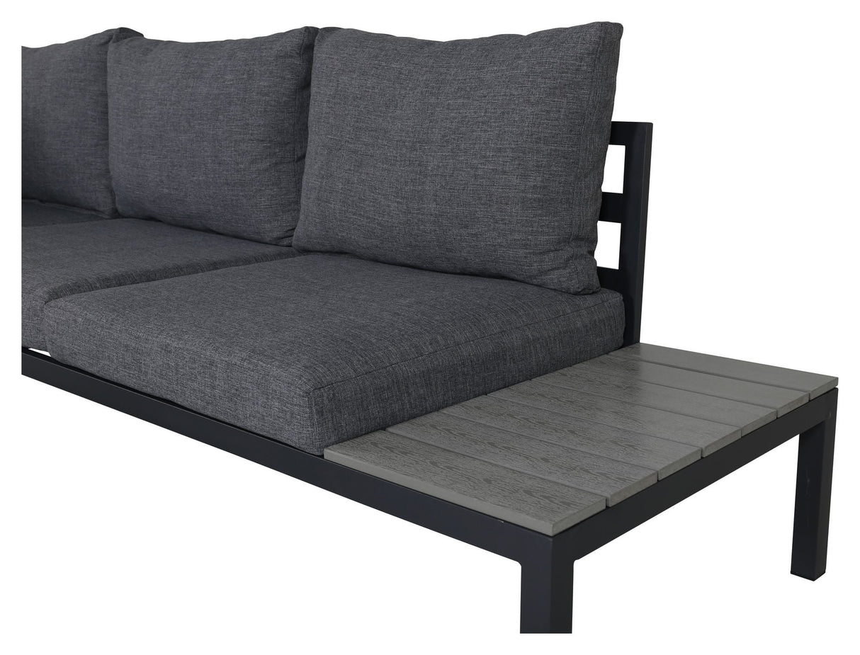 Odense Lounge Set, Black Alu w. grå kuddar