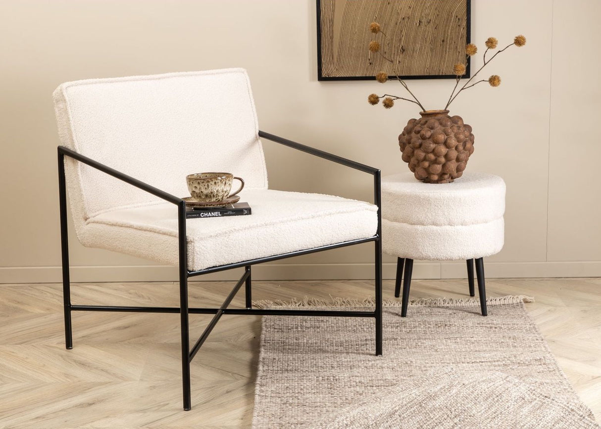 Rakel Lounge Chair, Offwhite Teddy