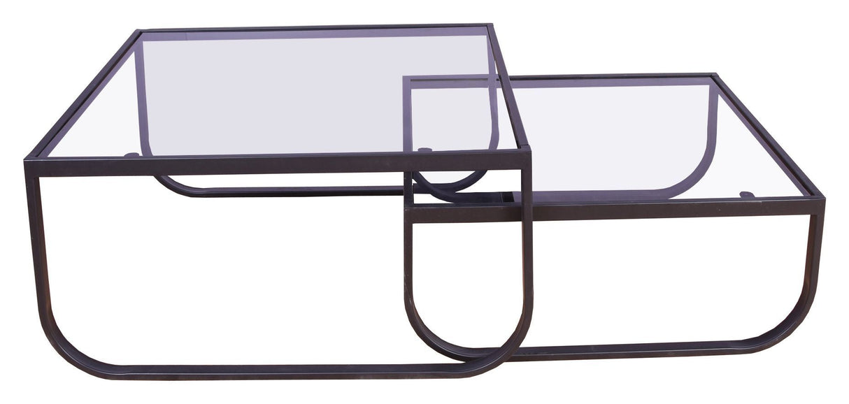 Rocker soffbord - Smoky Grey Glass Top/Black, 80x80