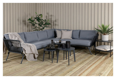 Roxo Lounge Set, svart med grå kuddar