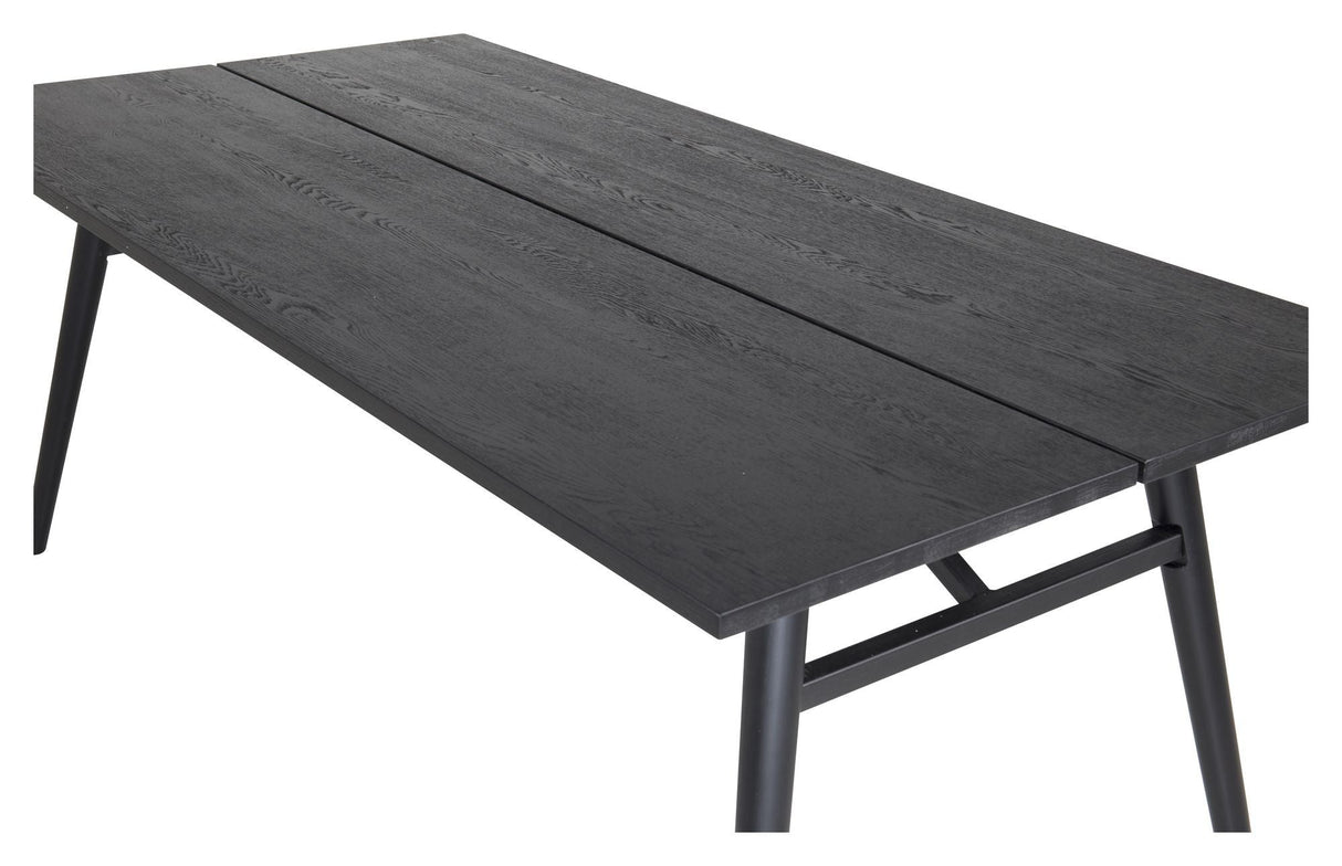 Slank matbord, svart borstad ek, 195x95