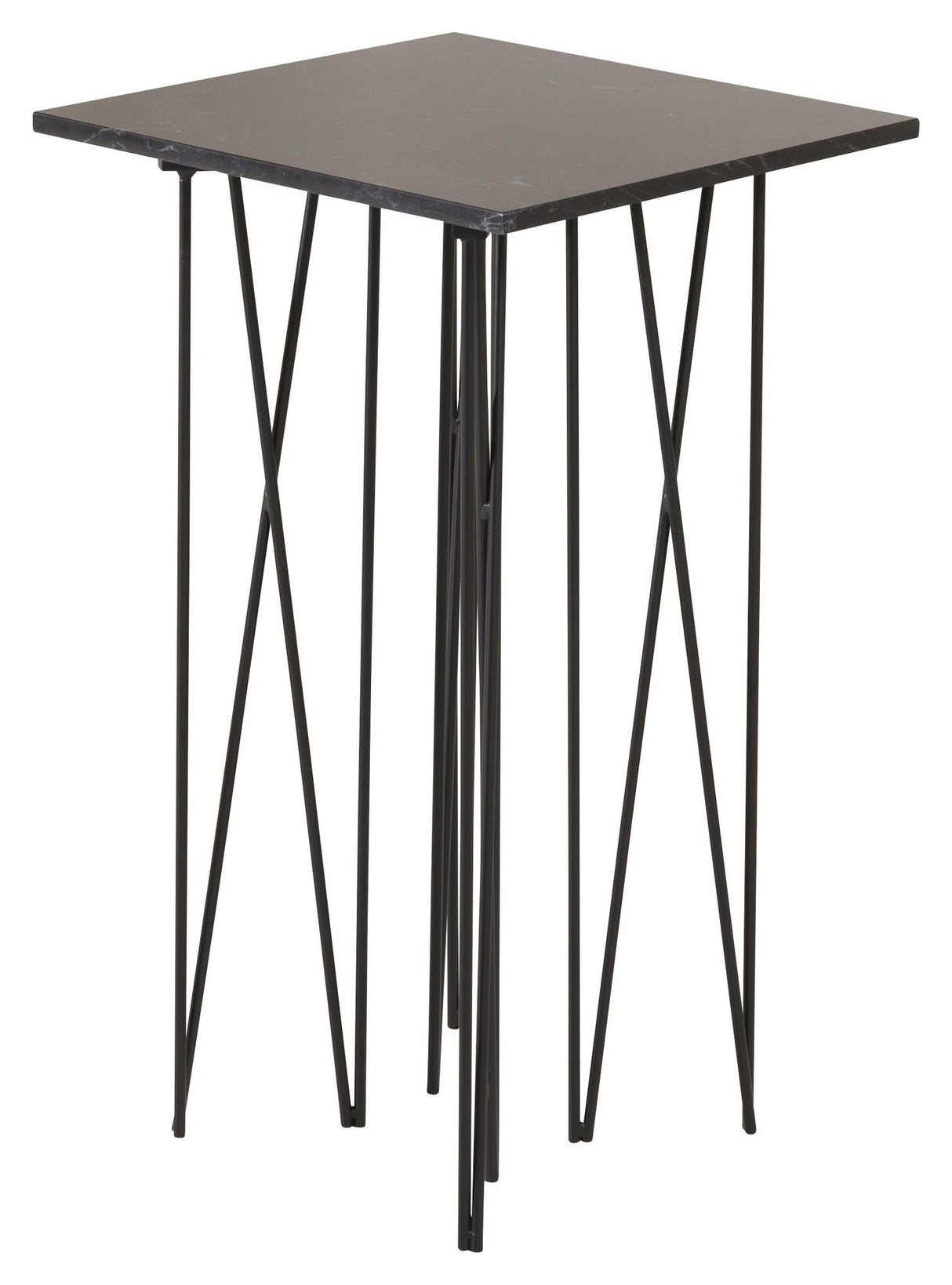 Stone Side Table - Black Stone Top, 40x40