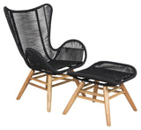 Tinkle Bell Lounge Chair inkl. Fotpall, svart rep/acacie