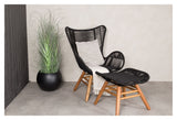 Tinkle Bell Lounge Chair inkl. Fotpall, svart rep/acacie