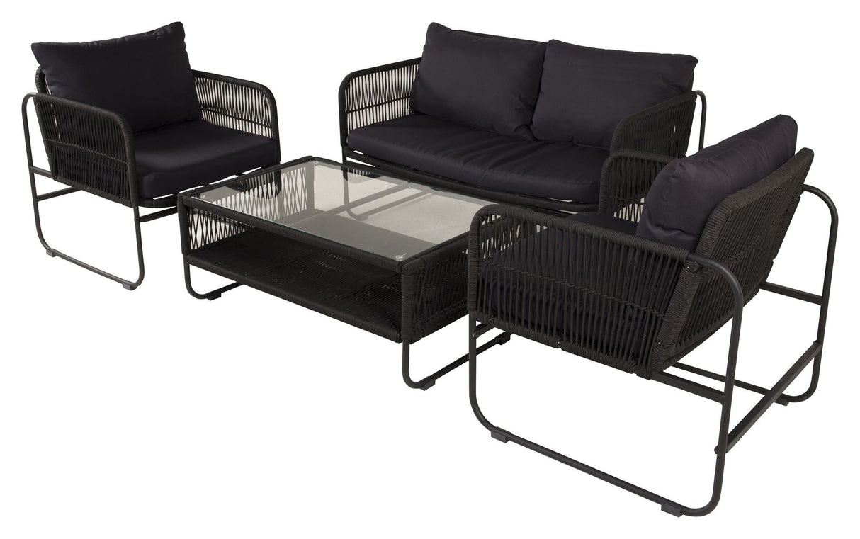 Utah Lounge Set, Black w. svarta kuddar