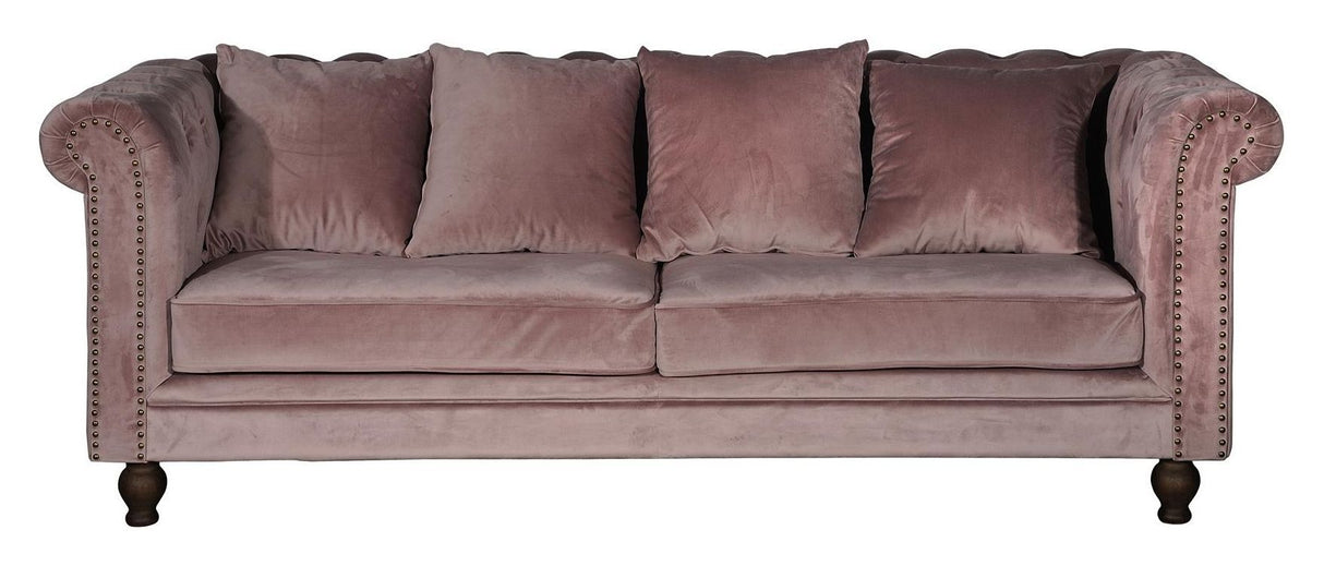 Velvet 3-Pers. Soffa, rosa sammet