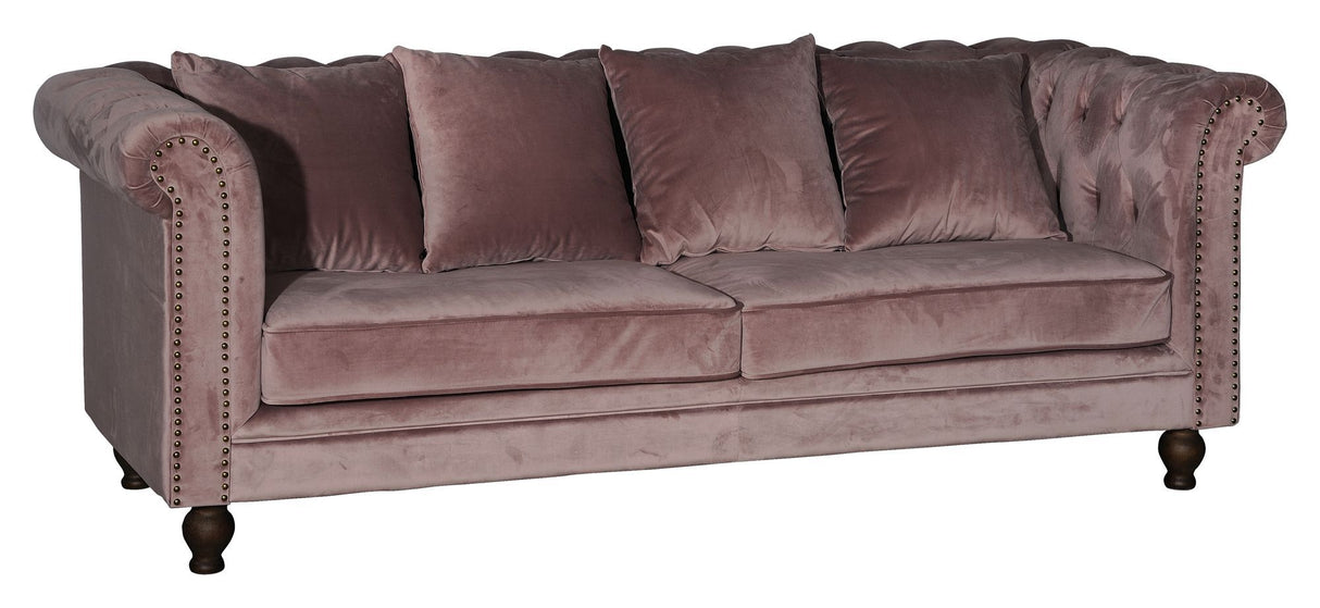 Velvet 3-Pers. Soffa, rosa sammet