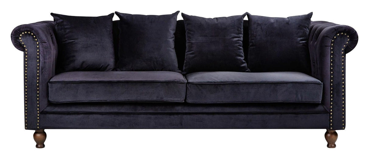 Velvet 3-Pers. Soffa, svart sammet