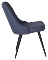 Velvet Deluxe Dining Chair, Blue, Black Metal ben