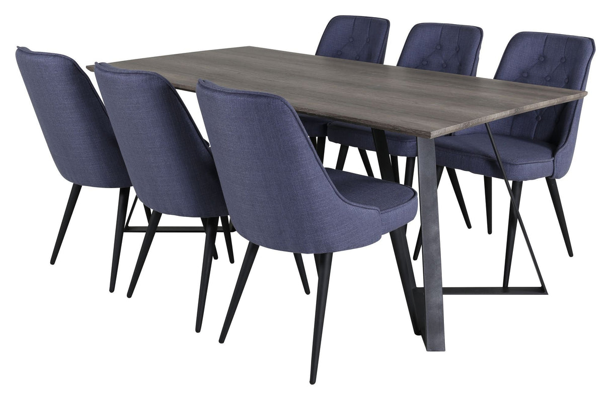 Velvet Deluxe Dining Chair, Blue, Black Metal ben