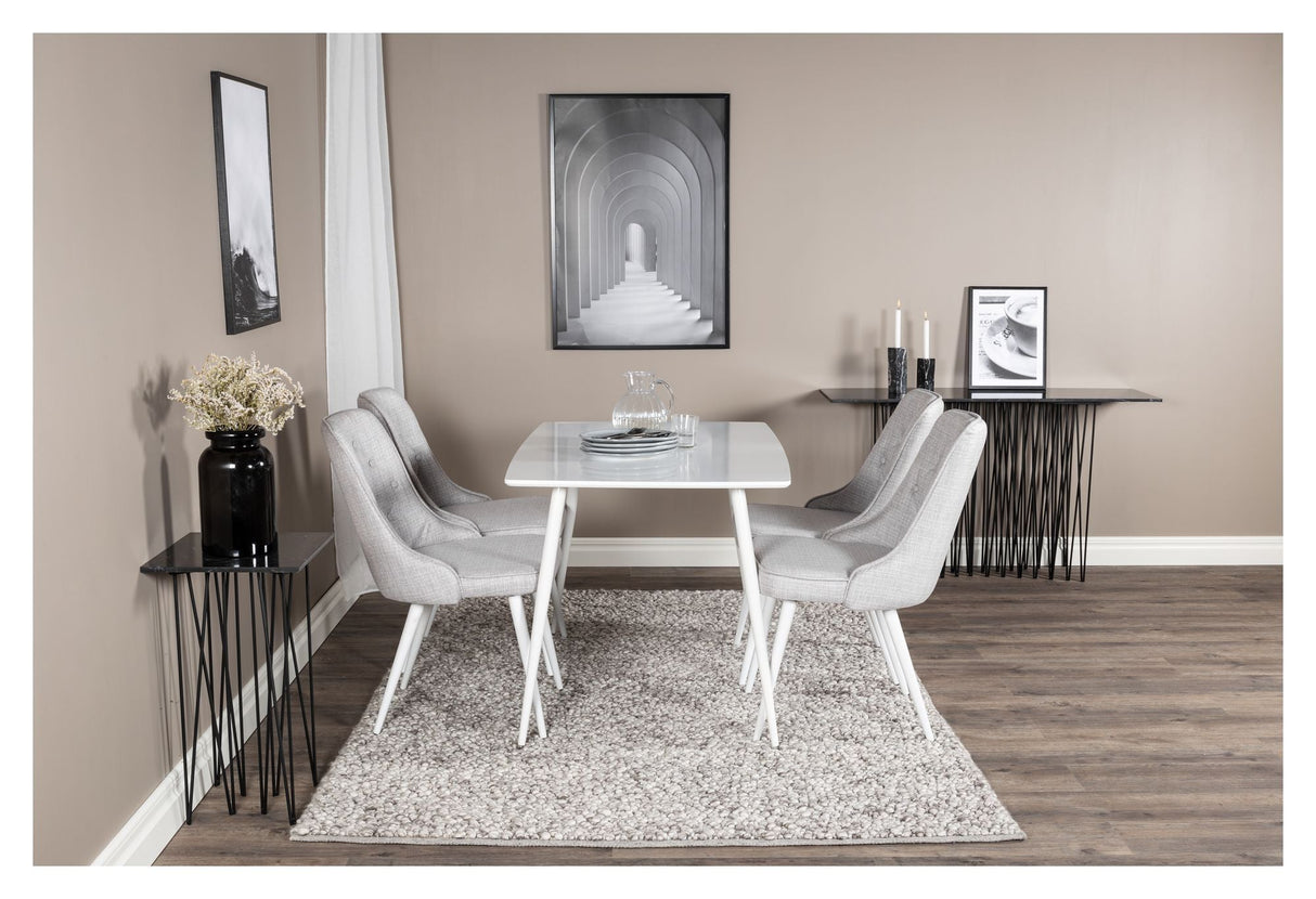 Velvet Deluxe Dining Chair, Gray, White Metal Ben