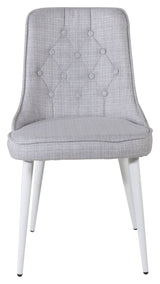 Velvet Deluxe Dining Chair, Gray, White Metal Ben