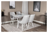 Velvet Deluxe Dining Chair, Gray, White Metal Ben