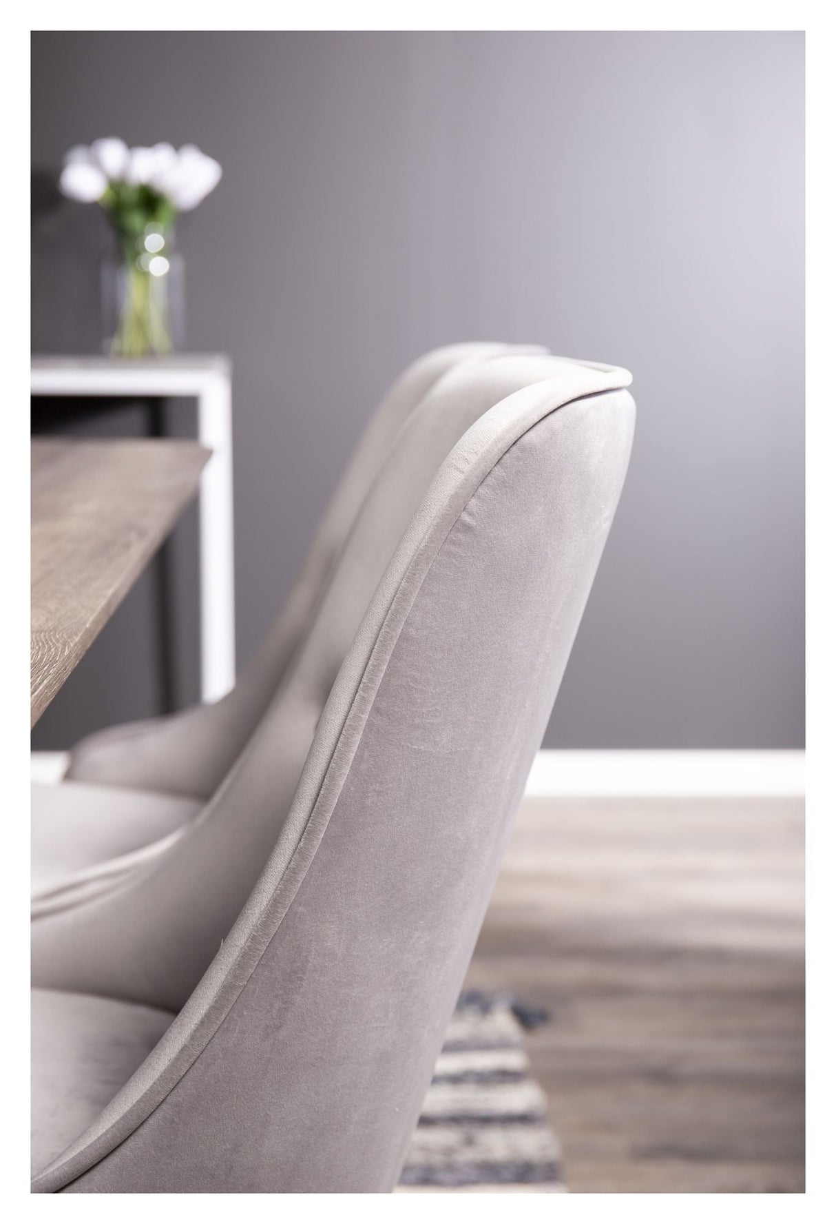 Velvet Deluxe Dining Chair, Grey Velvet