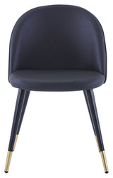 Velvet Dining Chair, Black Leatherette