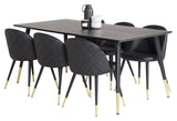 Velvet Dining Chair, Black Leatherette