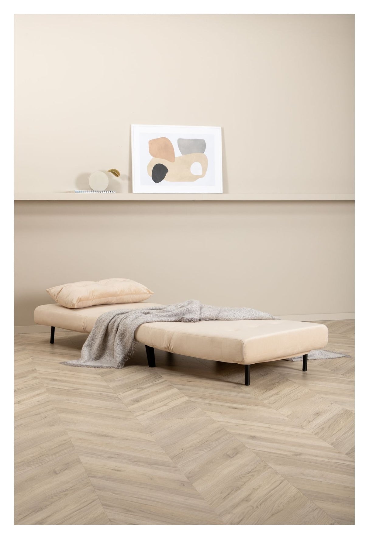 Vicky bäddsoffa 73x190 - beige sammet