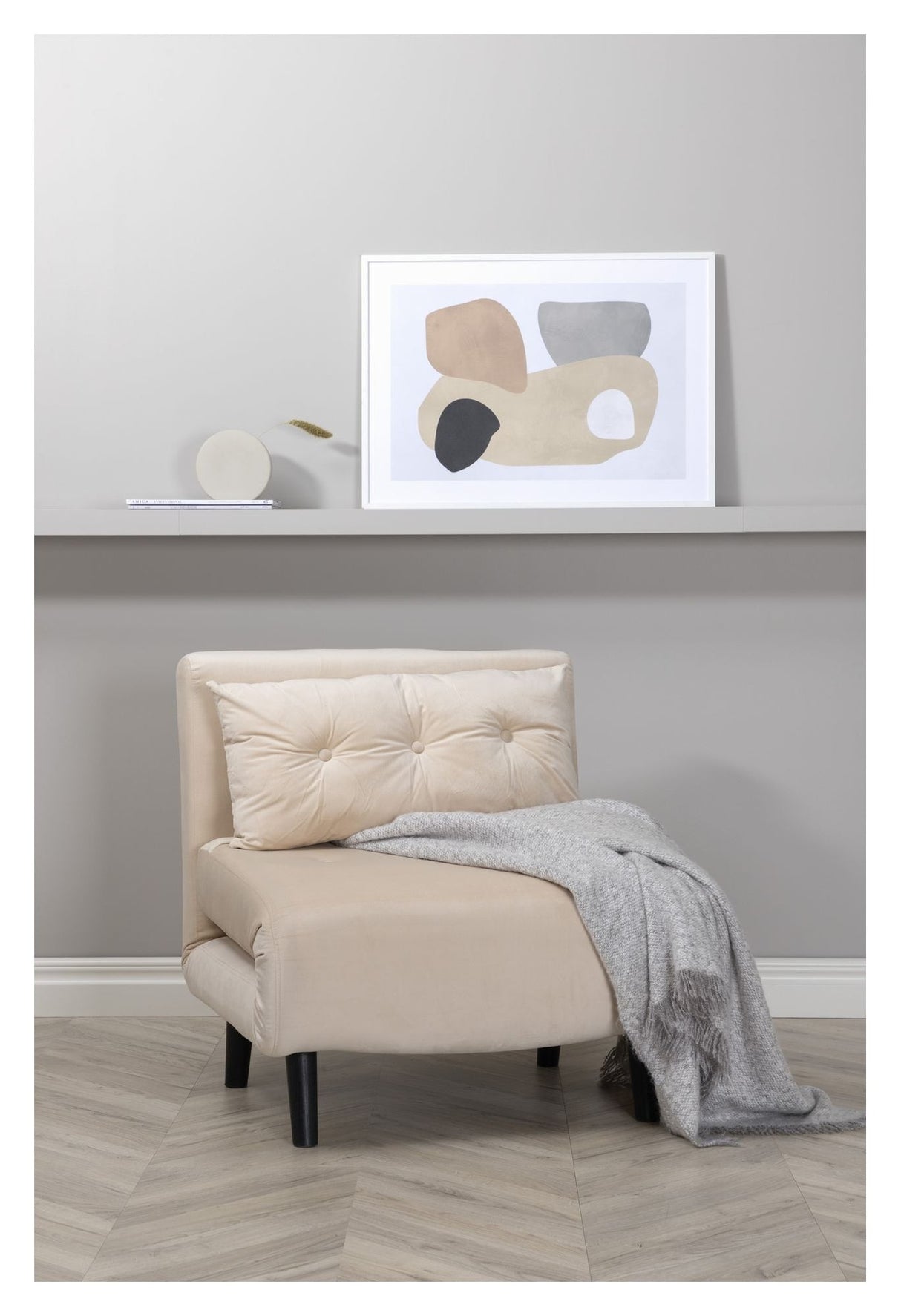 Vicky bäddsoffa 73x190 - beige sammet