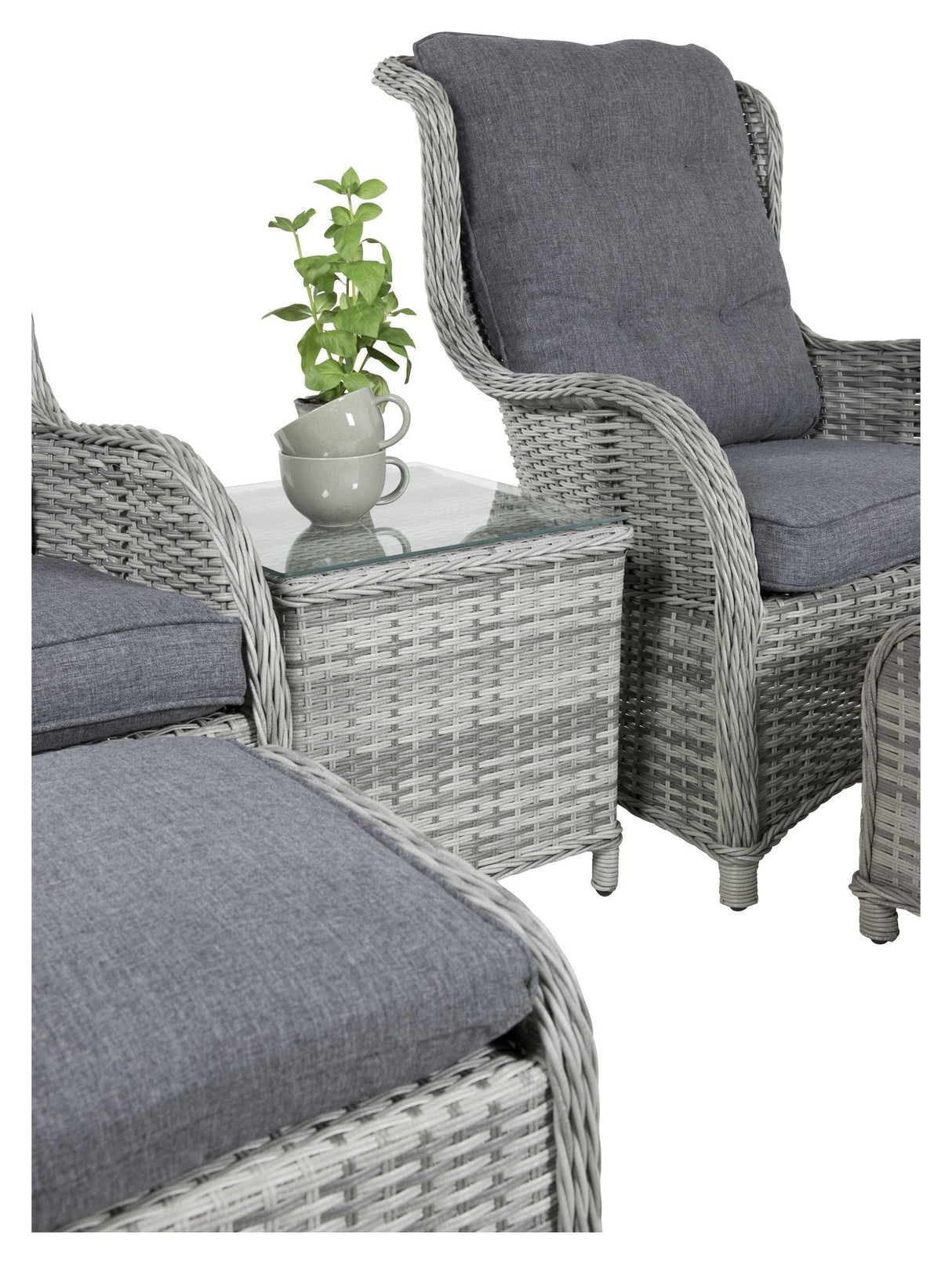 Vikelund Wicker Chairs Set, Gray w. Gråsky