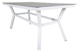 Virya Garden Table, White Alu w. Grått glas, 160x90