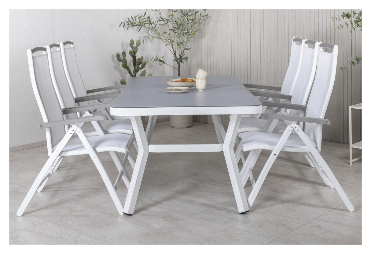 Virya Garden Table, White w. gråglas