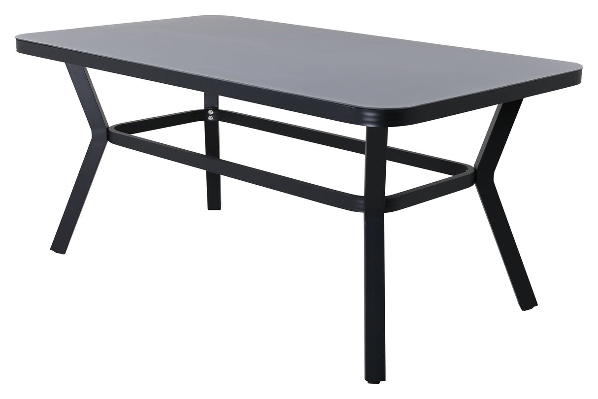 Virya Garden Table, Black Alu w. Grått glas, 160x90