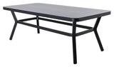 Virya Garden Table, Black Alu w. Grey Glass, 200x100