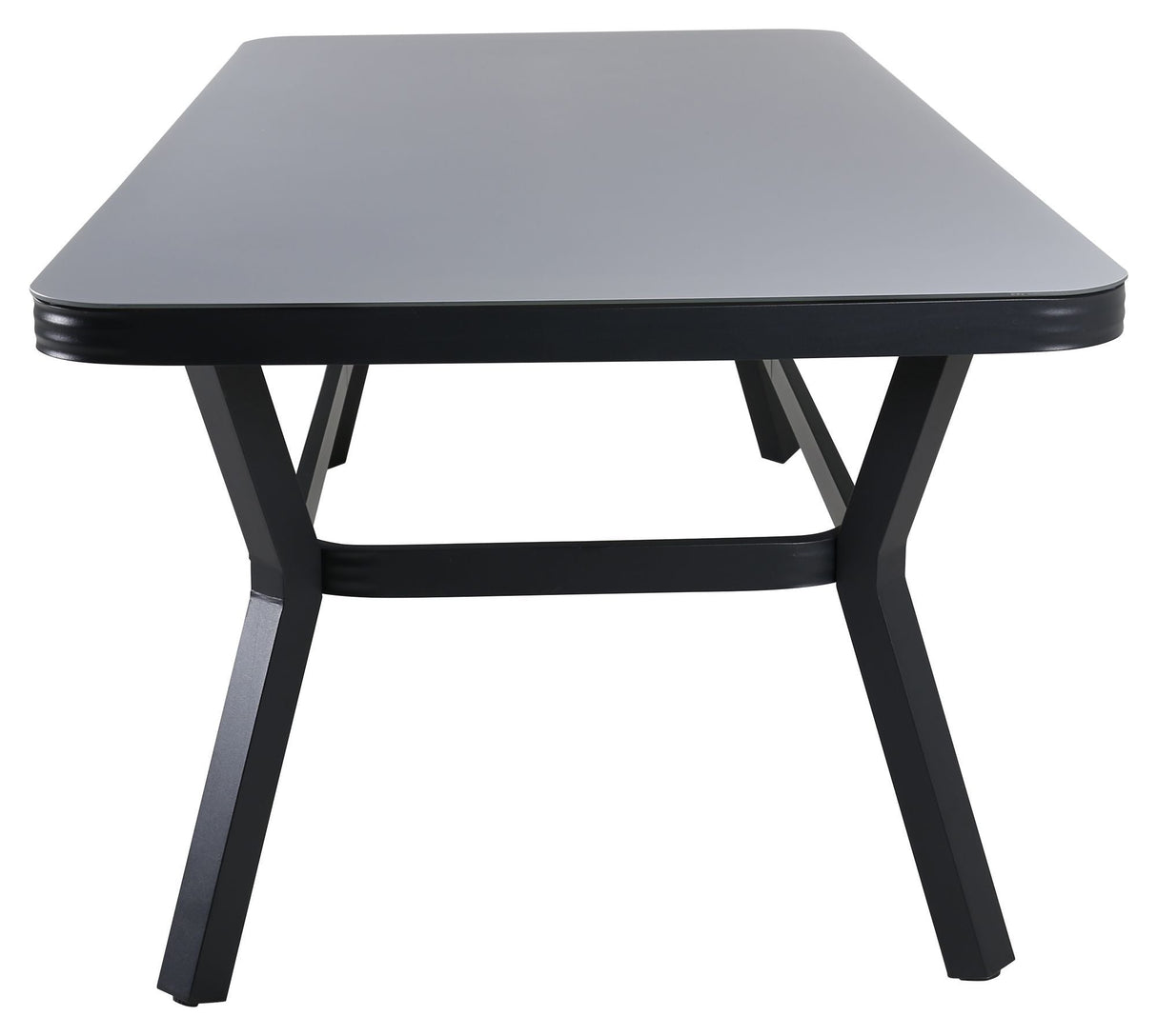 Virya Garden Table, Black Alu w. Grey Glass, 200x100