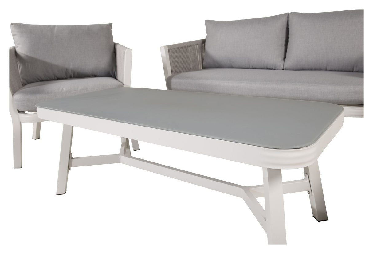 Virya Lounge Set, White w. grå kuddar