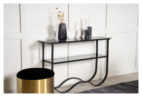 WAVY SIDA TABLE - Black Glass Top, 117x33.5