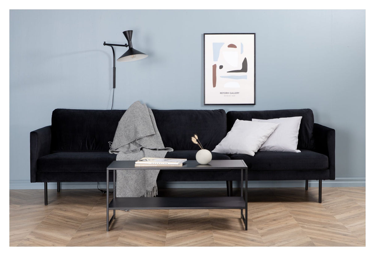 Zoom 3-sits. Soffa, svart sammet