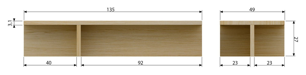 Vinkel soffbord - Oak Veneer, 135x49