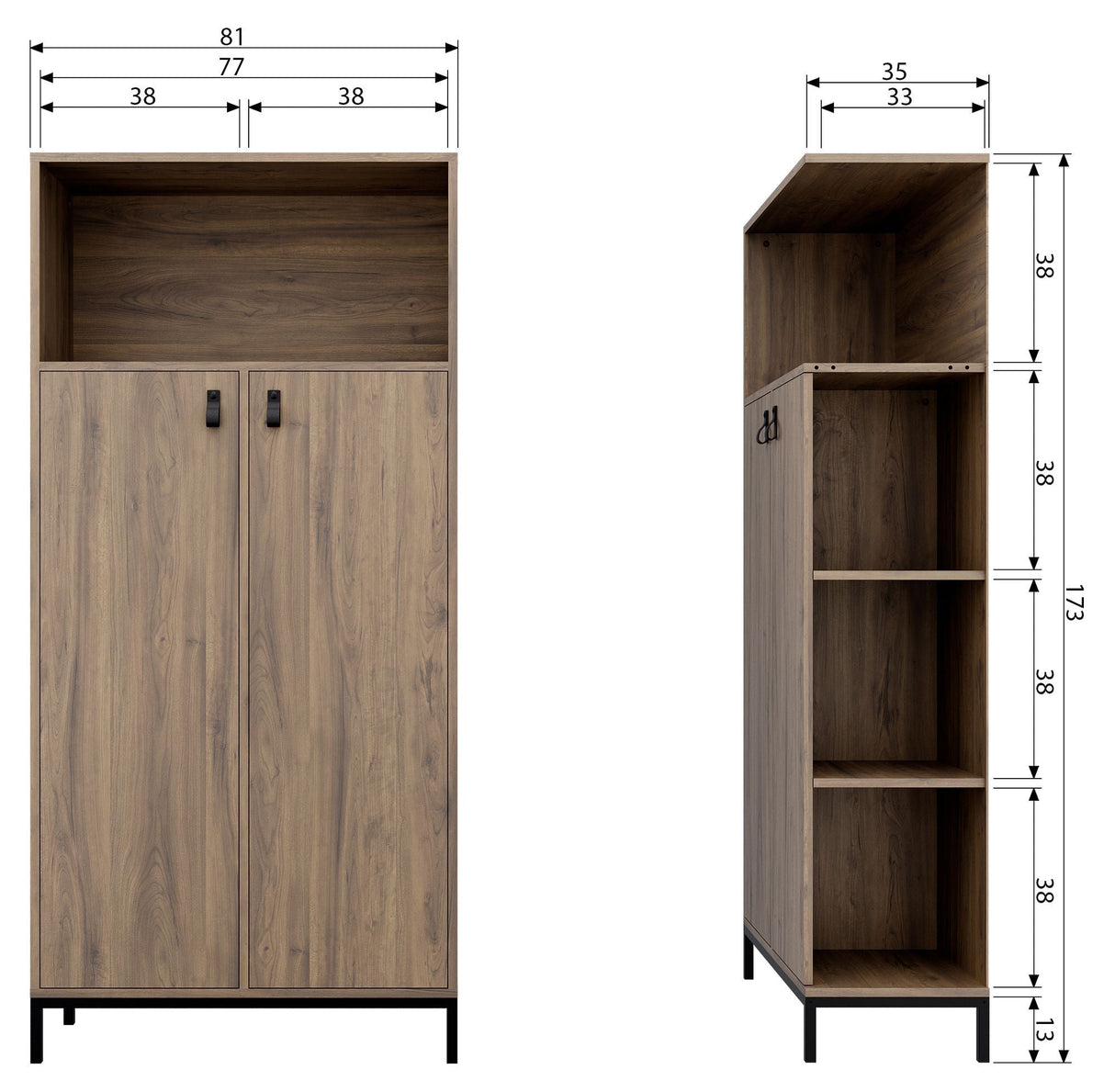 Bookazine Bookcase w. 2 dörrar - valnöt definiera