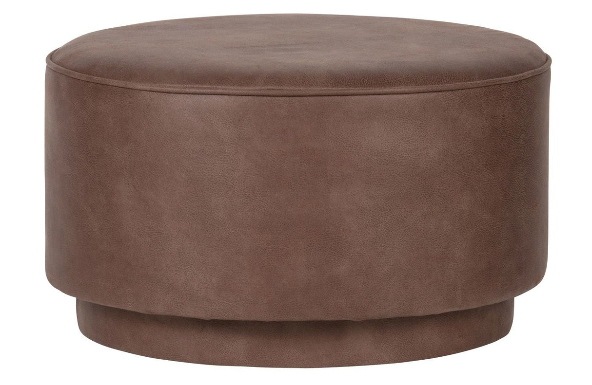 Kaffe pouf - Brown Leatherette, Ø60