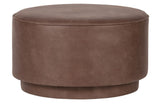 Kaffe pouf - Brown Leatherette, Ø60