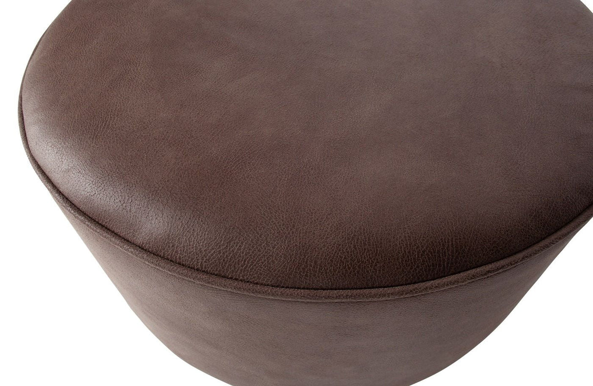 Kaffe pouf - Brown Leatherette, Ø60