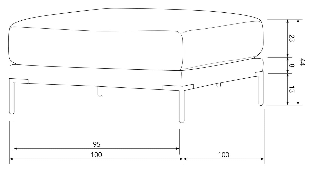 Par pouf 100x100 - ljusgrå