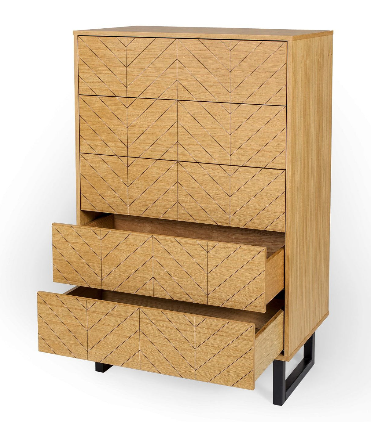 Woodman Camden Chest - Oak/Herringbone Print, 80x48