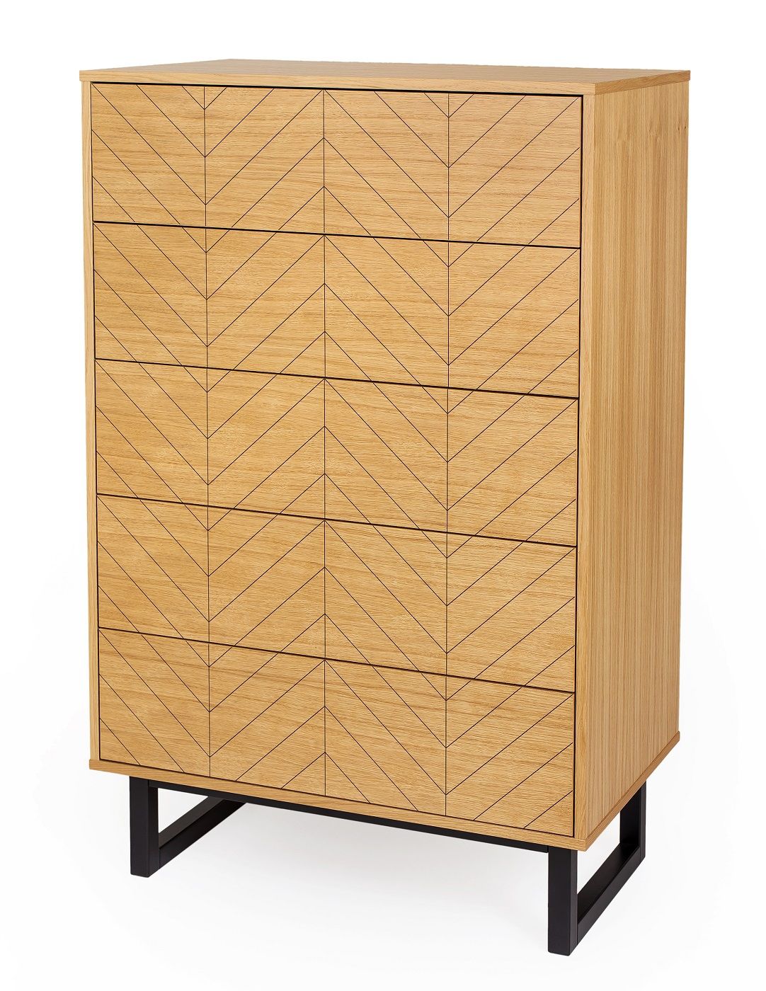 Woodman Camden Chest - Oak/Herringbone Print, 80x48