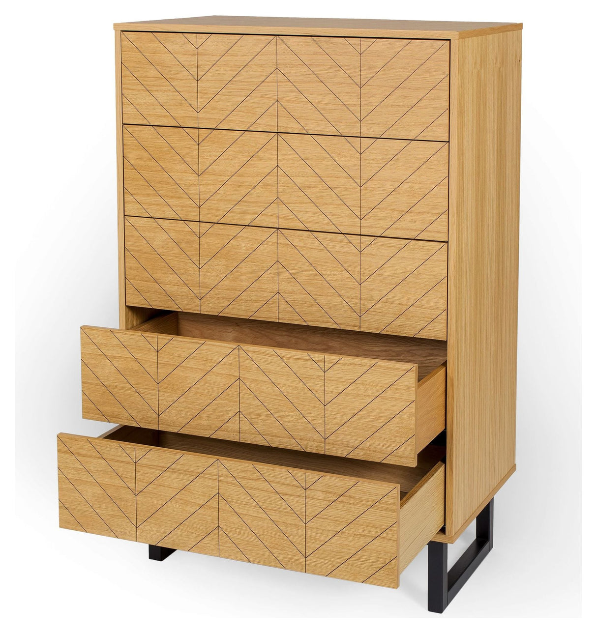 Camden Chest, Herringbone Print, Oak