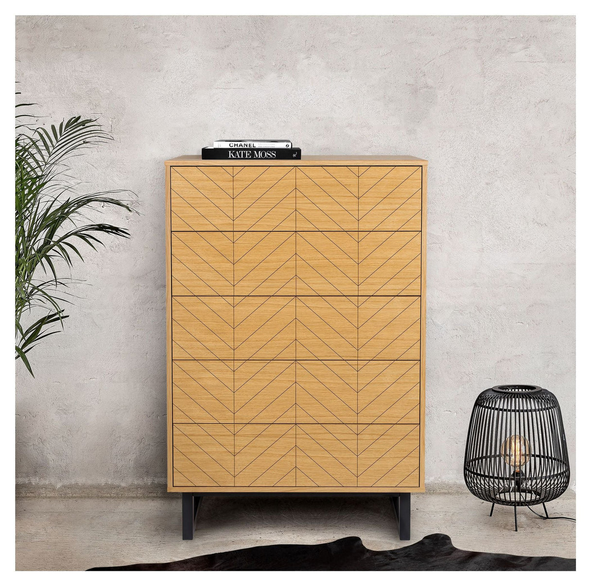 Camden Chest, Herringbone Print, Oak