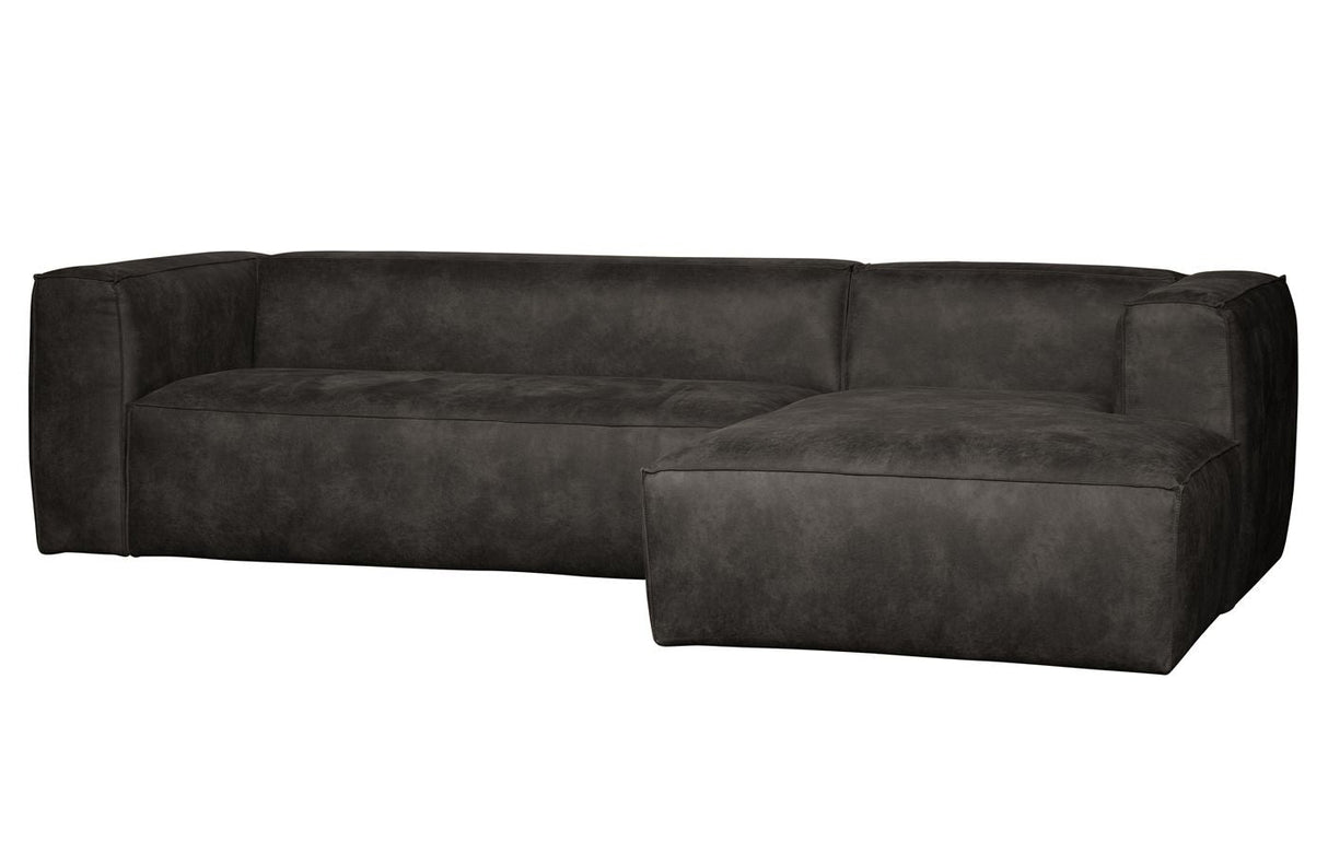 Woood Bean Soffa i Eco-Leather w/Right-Facing Chaise Longue, Black