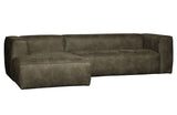 Woood Bean 3-Pers. Soffa i Eco-Leather w/Left-Facing Chaise Longue, Army