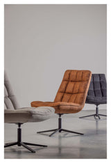 Woood Dirkje Lounge Chair w. svängbar fot, cognac läderett