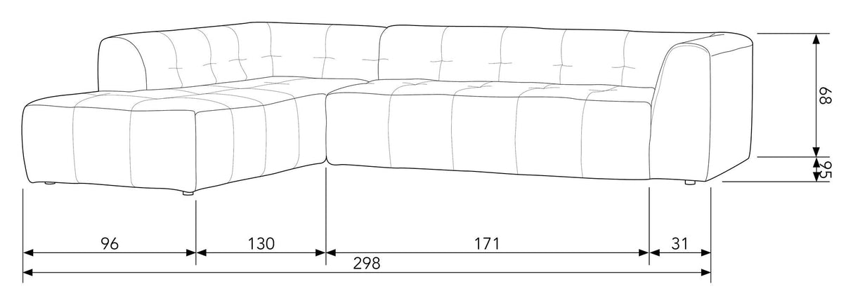 Woood Grid Soffa med vänsterläge schäslong, mörkgrå