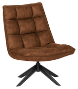 Woood Jouke Lounge Chair w. Swivel Foot - Cognac Leatherette