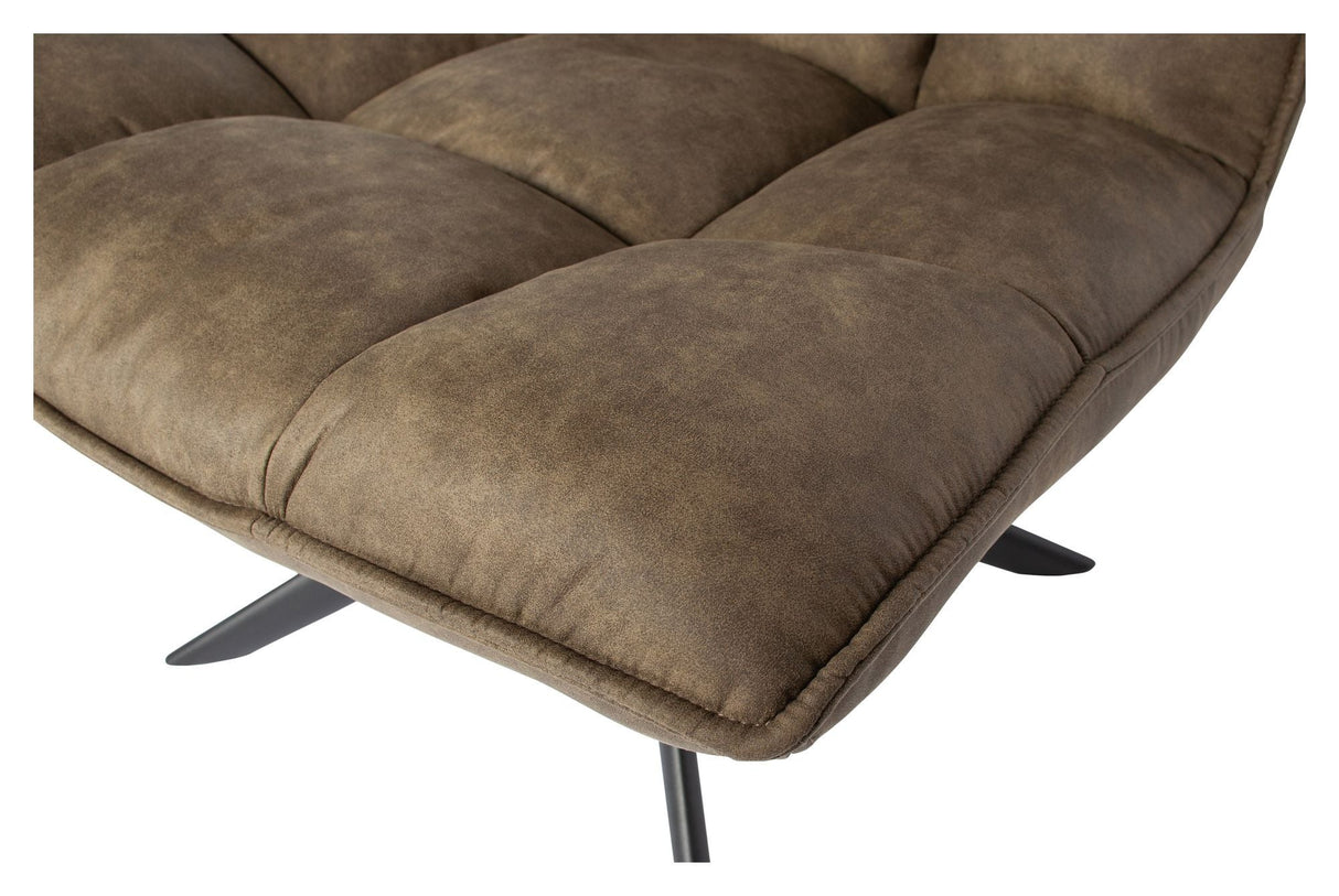 Woood Jouke Lounge Chair w. svivningsfot - grön läder