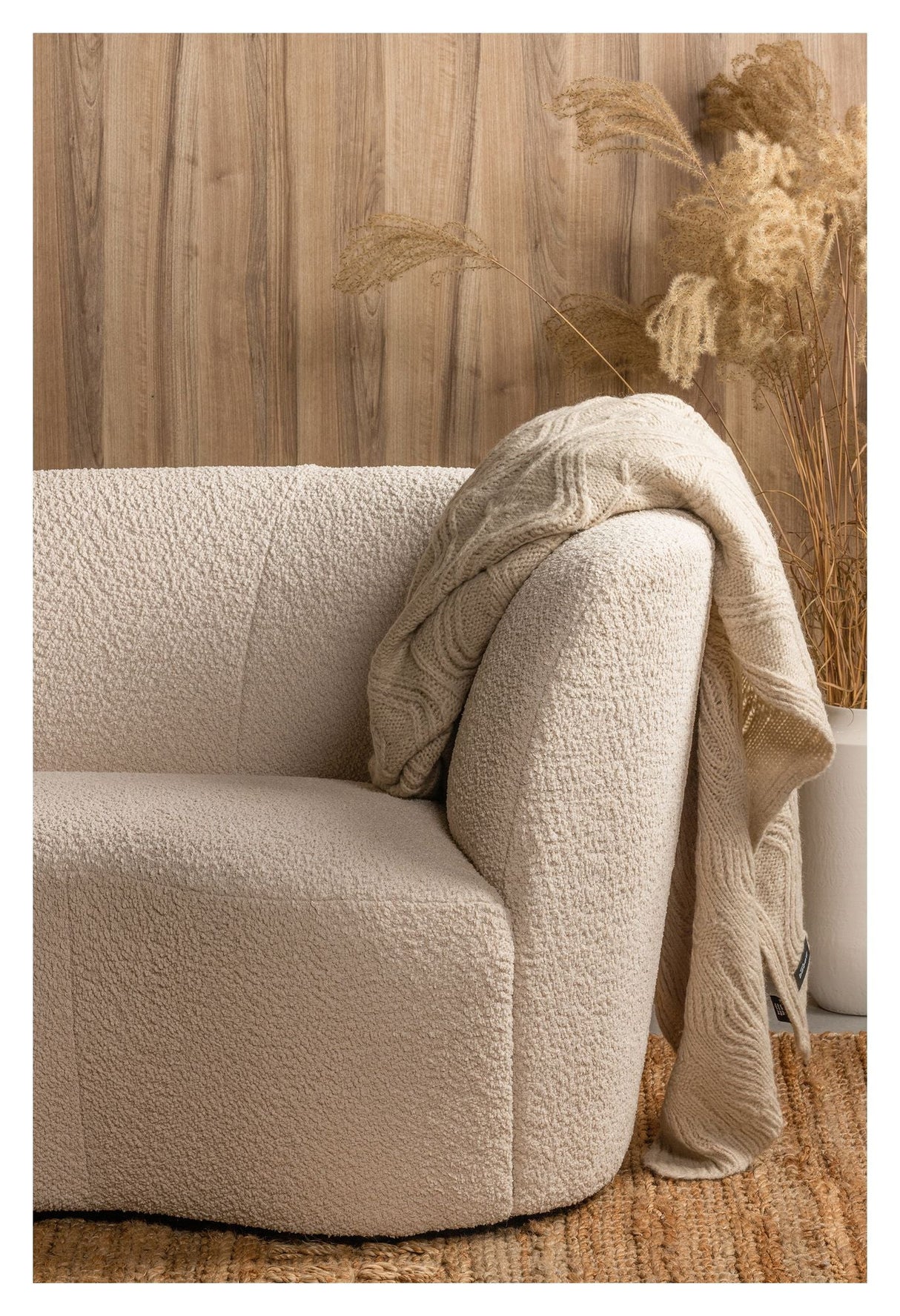 Woood Stone Lounge Soffa Right -Facing - Cream