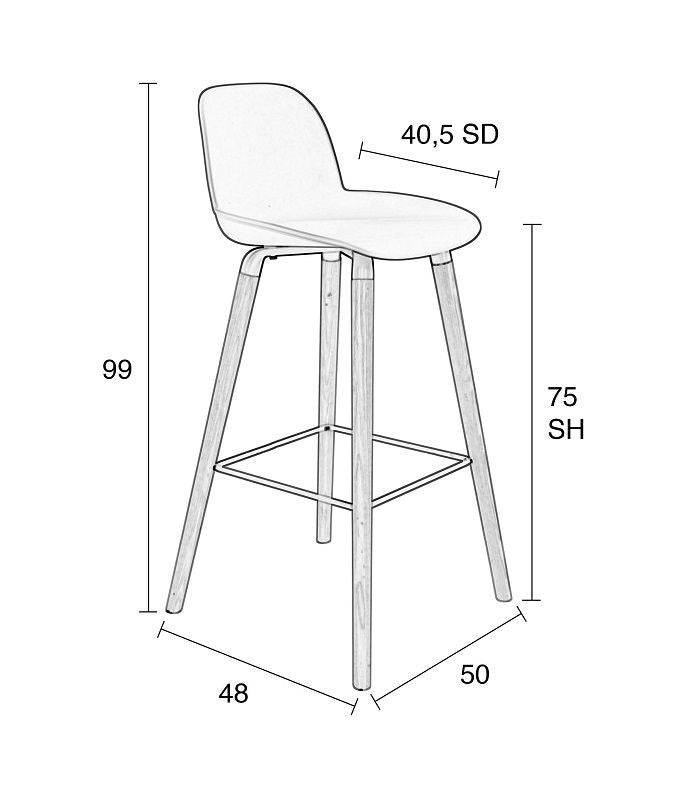 Zuiver Albert Kuip Barstool - Dark Grey